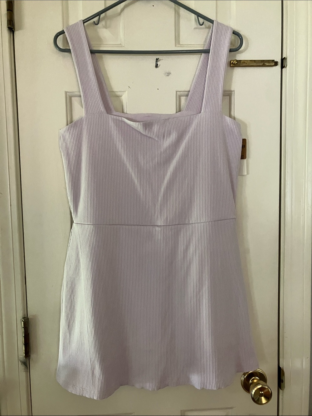 PINK XL Victoria's Secret Lilac Ribbed Square-Neck Romper Skort NWT